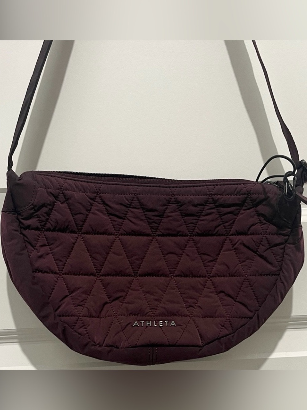 Athleta Burgundy Quilted Adjustable Strap Crossbody Bag